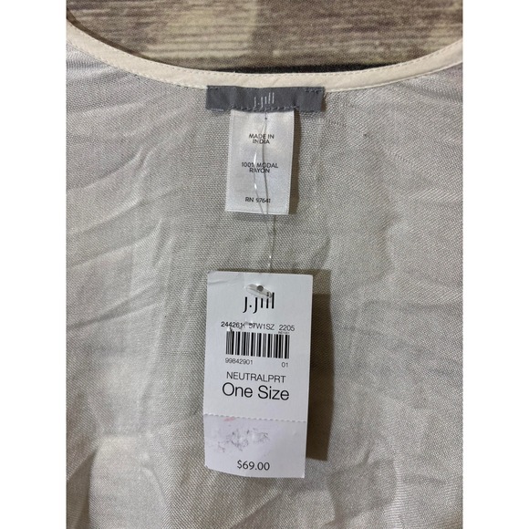 J Jill Neutral Print One Size Modal Rayon Kimono Cardigan Cover Up Fringe Scarf - Picture 4 of 4